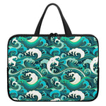 Deep Sea Wave Surfing Pattern Print Laptop Sleeve With Handle