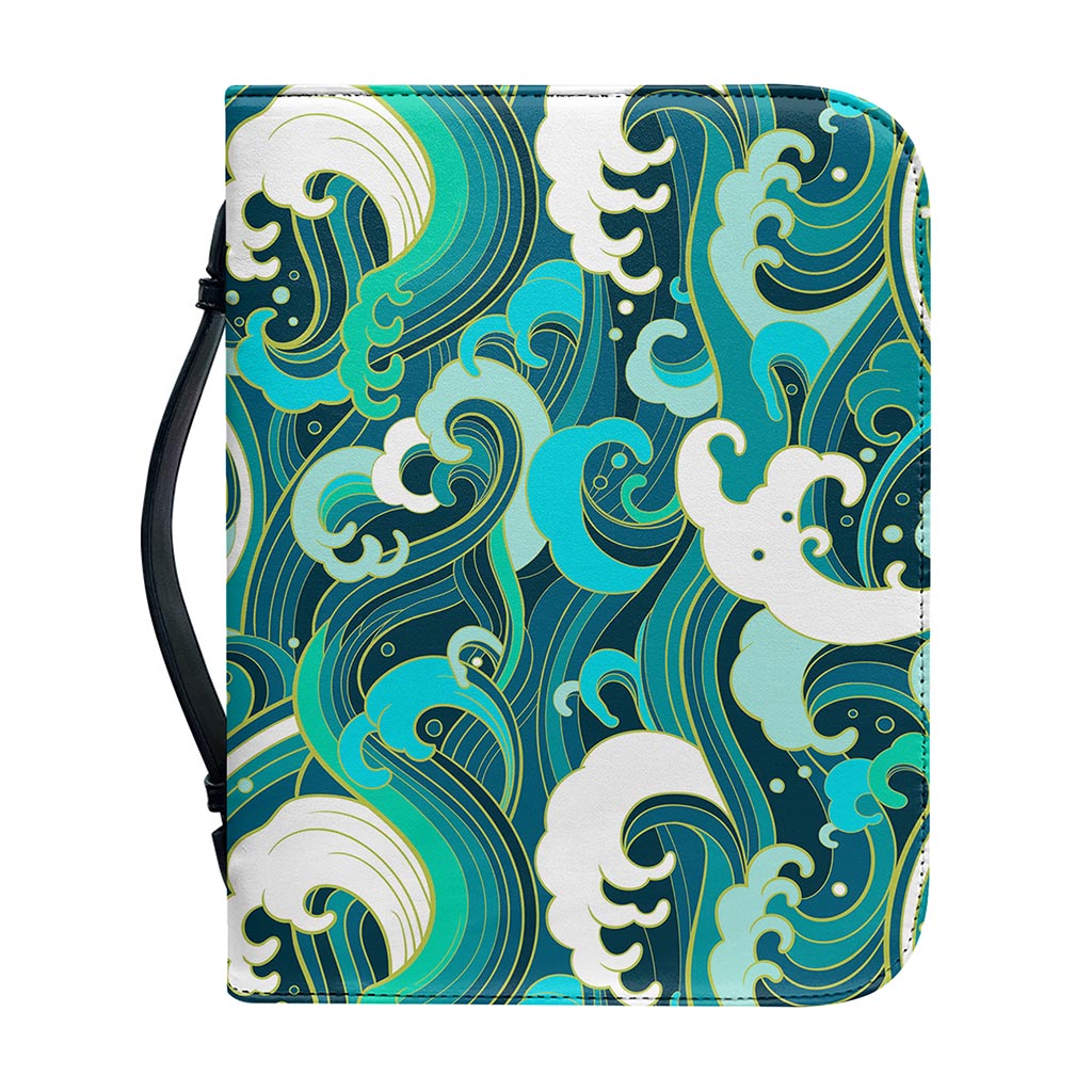 Deep Sea Wave Surfing Pattern Print Leather Bible Cover