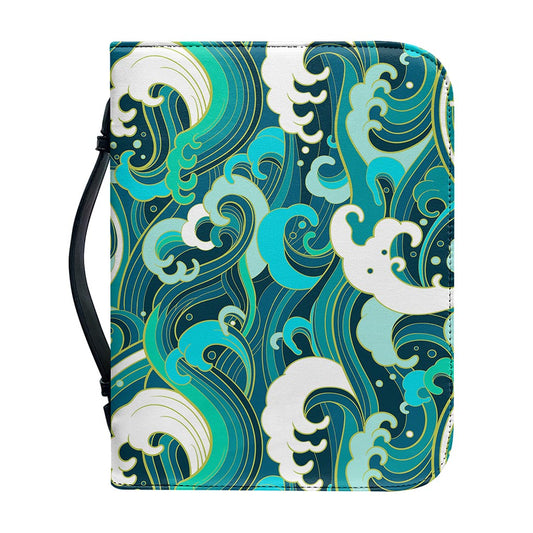 Deep Sea Wave Surfing Pattern Print Leather Bible Cover
