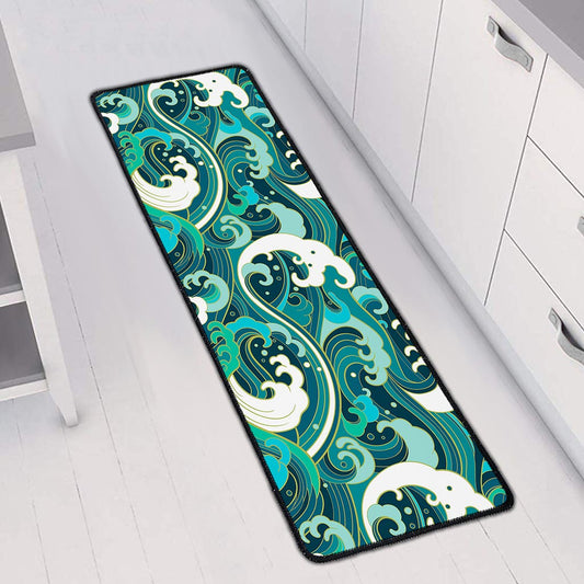 Deep Sea Wave Surfing Pattern Print Long Kitchen Mat