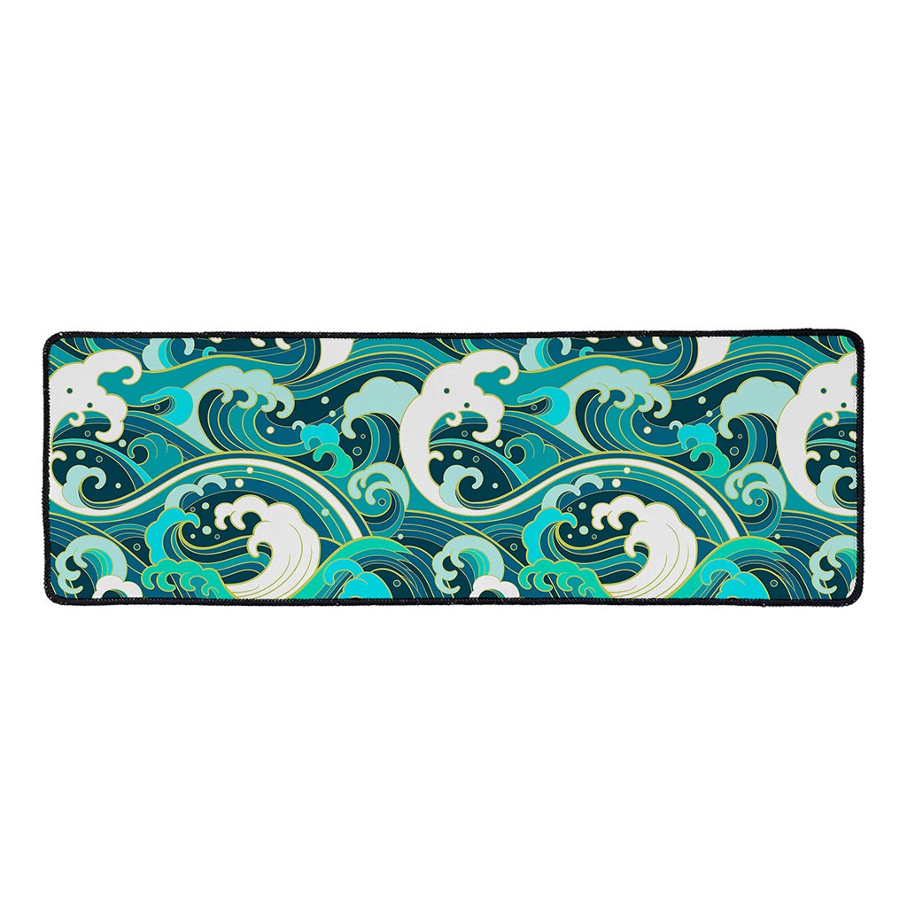 Deep Sea Wave Surfing Pattern Print Long Kitchen Mat