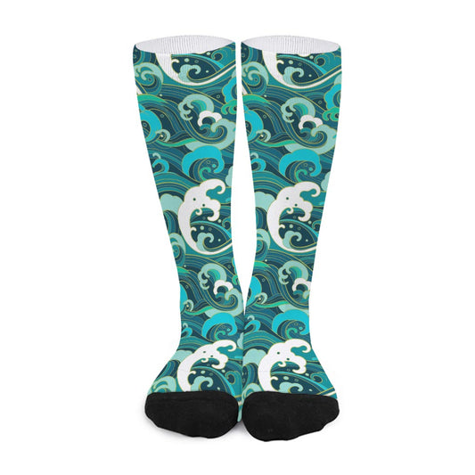 Deep Sea Wave Surfing Pattern Print Long Socks