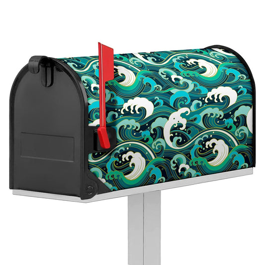 Deep Sea Wave Surfing Pattern Print Mailbox Cover