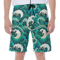 Deep Sea Wave Surfing Pattern Print Men's Beach Shorts