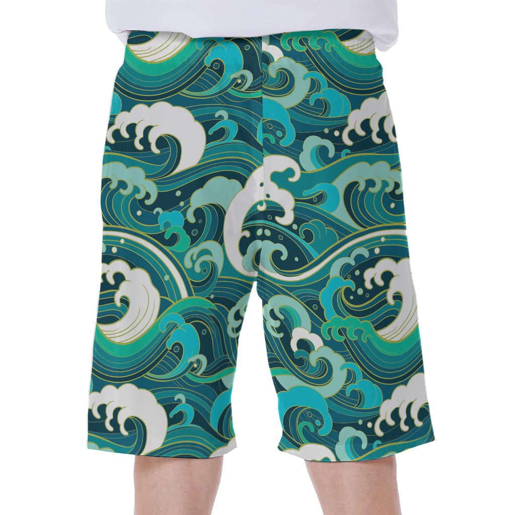 Deep Sea Wave Surfing Pattern Print Men's Beach Shorts