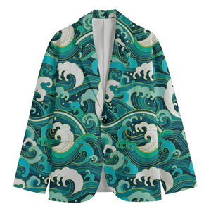 Deep Sea Wave Surfing Pattern Print Men's Blazer