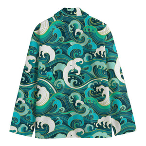 Deep Sea Wave Surfing Pattern Print Men's Blazer