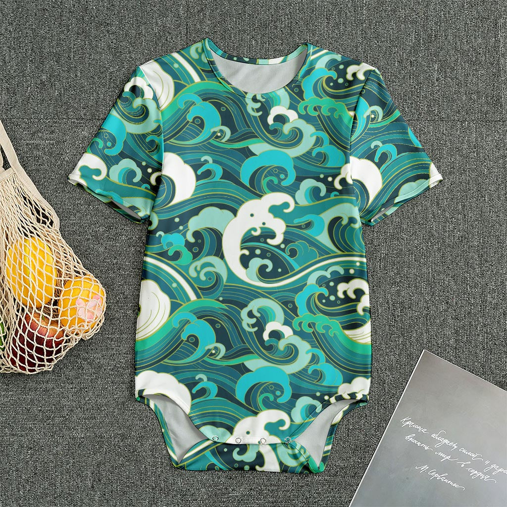 Deep Sea Wave Surfing Pattern Print Men's Bodysuit