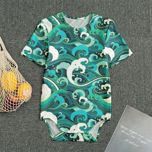 Deep Sea Wave Surfing Pattern Print Men's Bodysuit