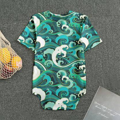 Deep Sea Wave Surfing Pattern Print Men's Bodysuit