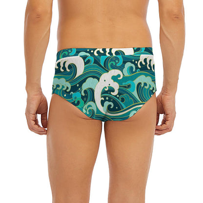 Deep Sea Wave Surfing Pattern Print Men's Briefs