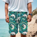 Deep Sea Wave Surfing Pattern Print Men's Cargo Shorts