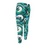 Deep Sea Wave Surfing Pattern Print Men's Compression Pants