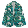 Deep Sea Wave Surfing Pattern Print Men's Cotton Blazer