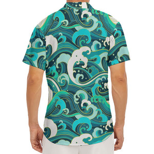 Deep Sea Wave Surfing Pattern Print Men's Deep V-Neck Shirt