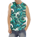 Deep Sea Wave Surfing Pattern Print Men's Fitness Tank Top
