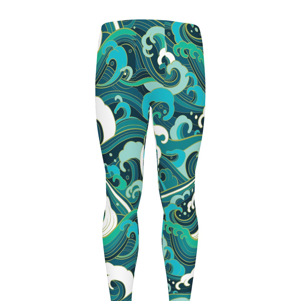 Deep Sea Wave Surfing Pattern Print Men's leggings
