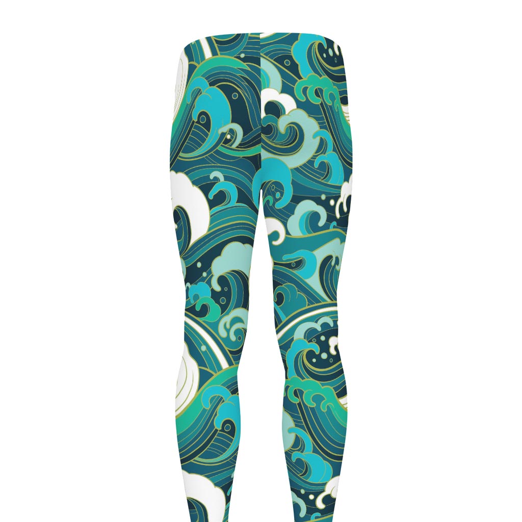 Deep Sea Wave Surfing Pattern Print Men's leggings