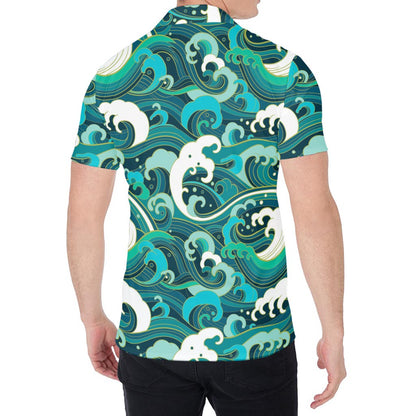 Deep Sea Wave Surfing Pattern Print Men's Shirt