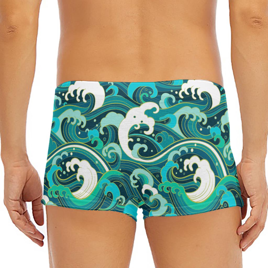 Deep Sea Wave Surfing Pattern Print Men's Short Boxer Briefs