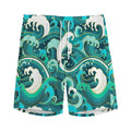 Deep Sea Wave Surfing Pattern Print Men's Athletic Shorts