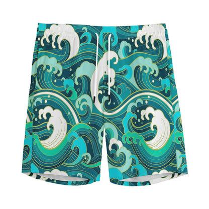 Deep Sea Wave Surfing Pattern Print Men's Sports Shorts