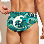 Deep Sea Wave Surfing Pattern Print Men's Swim Briefs