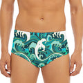 Deep Sea Wave Surfing Pattern Print Men's Triangle Swim Briefs