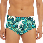 Deep Sea Wave Surfing Pattern Print Men's Triangle Swim Briefs