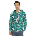 Deep Sea Wave Surfing Pattern Print Men's Velvet Pullover Hoodie