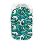 Deep Sea Wave Surfing Pattern Print Mesh Laundry Hamper