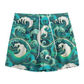 Deep Sea Wave Surfing Pattern Print Mesh Shorts