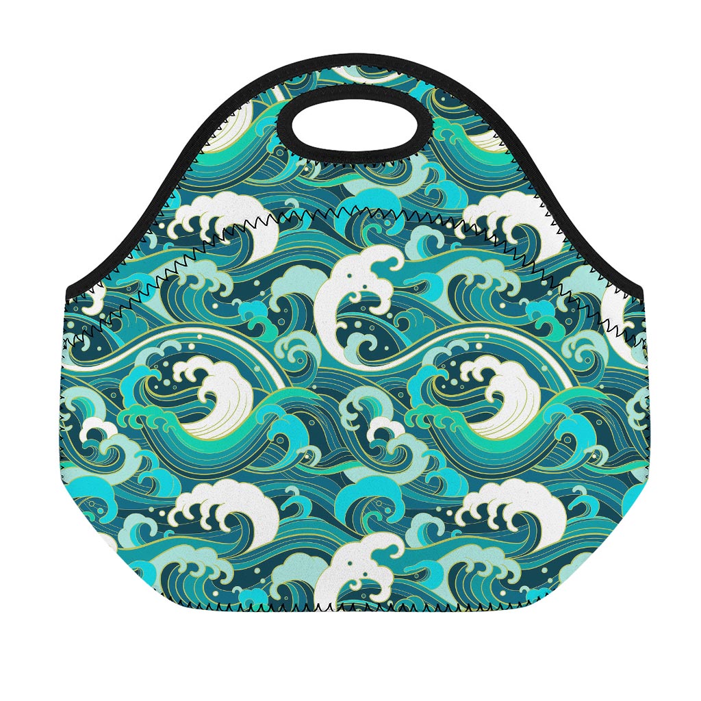Deep Sea Wave Surfing Pattern Print Neoprene Lunch Bag