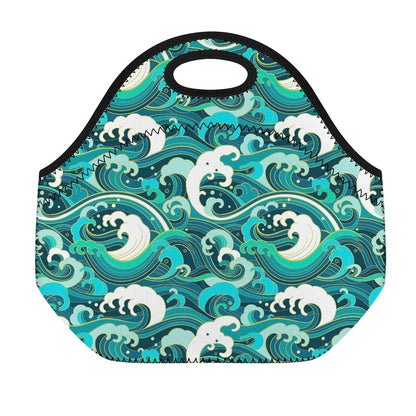 Deep Sea Wave Surfing Pattern Print Neoprene Lunch Bag