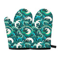Deep Sea Wave Surfing Pattern Print Oven Mitts