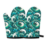 Deep Sea Wave Surfing Pattern Print Oven Mitts