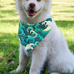 Deep Sea Wave Surfing Pattern Print Over The Collar Dog Bandana