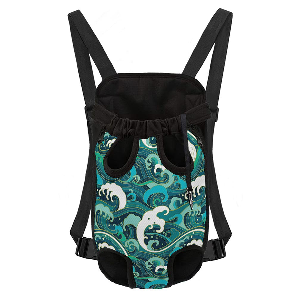 Deep Sea Wave Surfing Pattern Print Pet Carrier Backpack