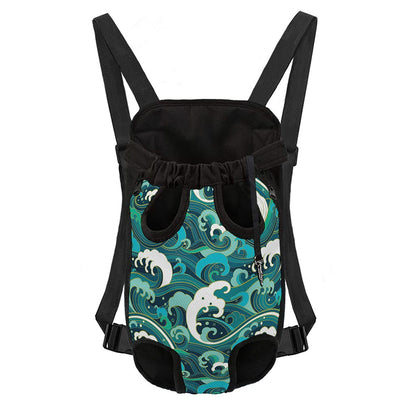 Deep Sea Wave Surfing Pattern Print Pet Carrier Backpack