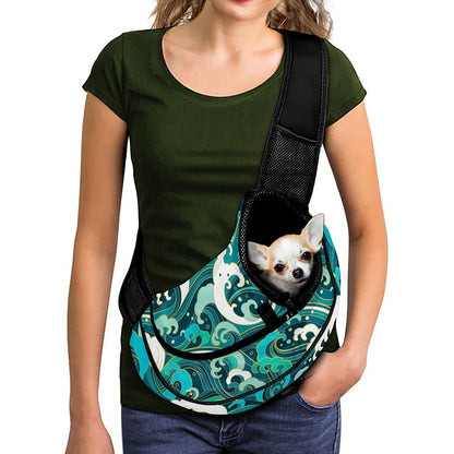 Deep Sea Wave Surfing Pattern Print Pet Sling Carrier