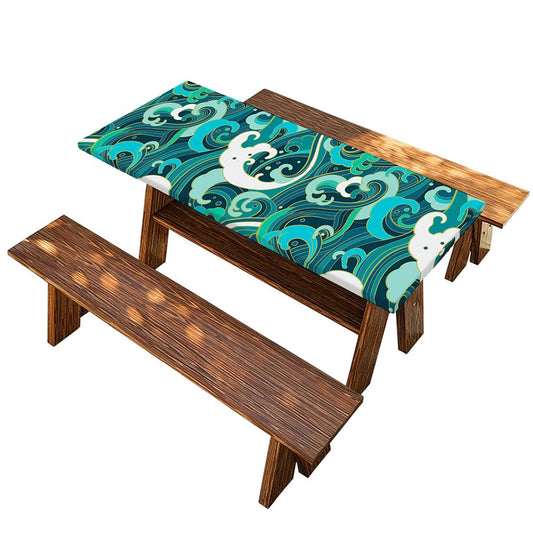 Deep Sea Wave Surfing Pattern Print Picnic Table Cover