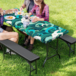 Deep Sea Wave Surfing Pattern Print Picnic Table Cover