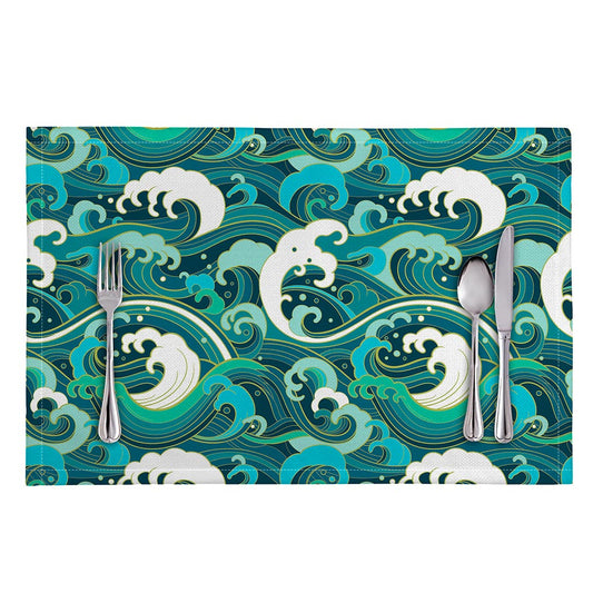 Deep Sea Wave Surfing Pattern Print Placemat