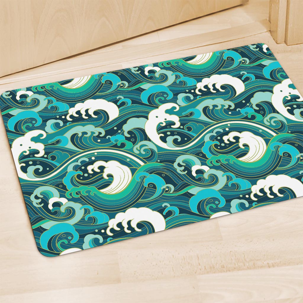 Deep Sea Wave Surfing Pattern Print Polyester Doormat