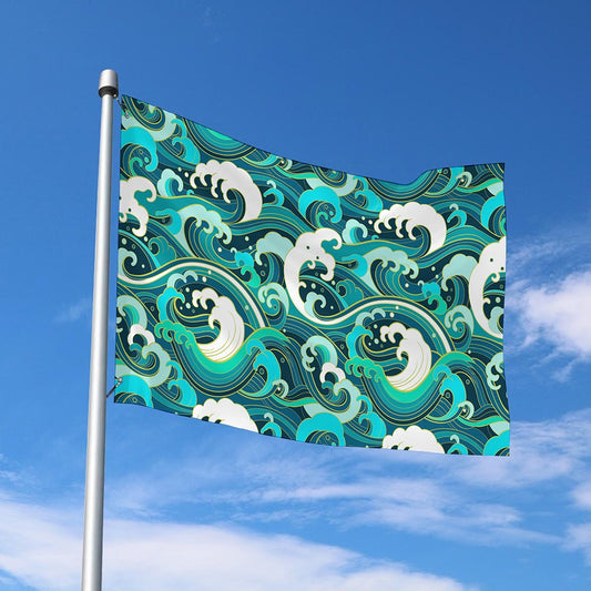 Deep Sea Wave Surfing Pattern Print Polyester Flag