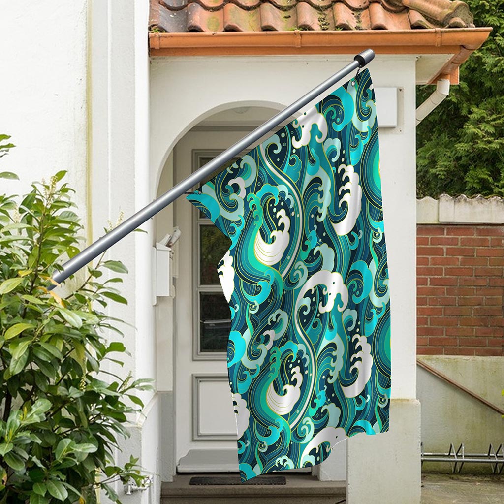 Deep Sea Wave Surfing Pattern Print Polyester Flag
