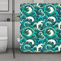 Deep Sea Wave Surfing Pattern Print Polyester Shower Curtain