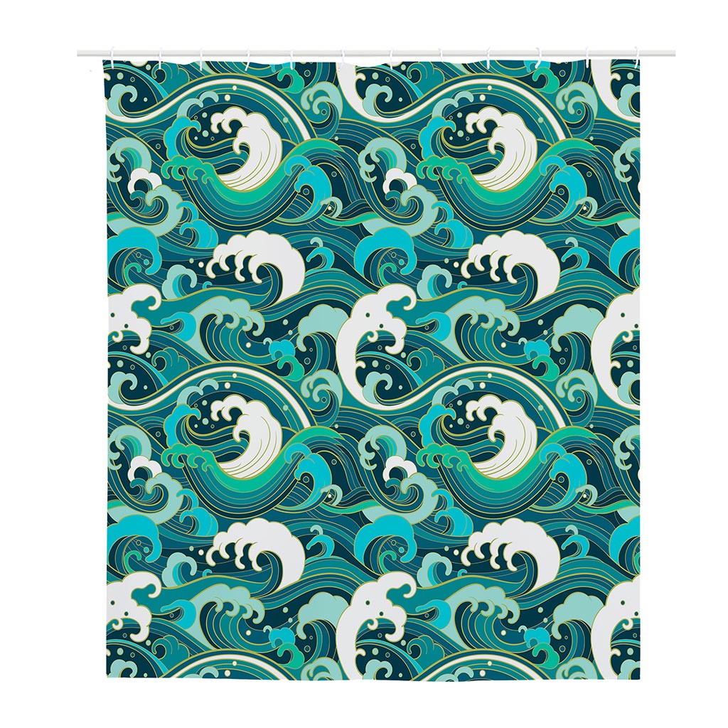 Deep Sea Wave Surfing Pattern Print Polyester Shower Curtain