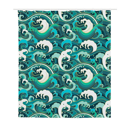 Deep Sea Wave Surfing Pattern Print Polyester Shower Curtain
