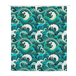 Deep Sea Wave Surfing Pattern Print Polyester Shower Curtain